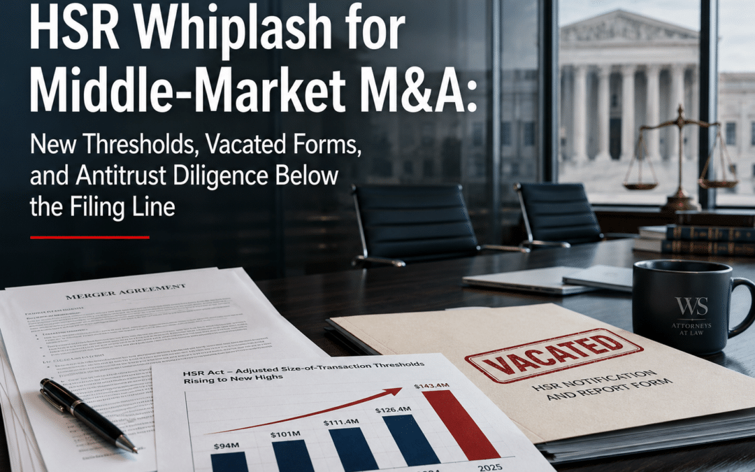 HSR Whiplash for Middle-Market M&A: New Thresholds, Vacated Forms, and Antitrust Diligence Below the Filing Line
